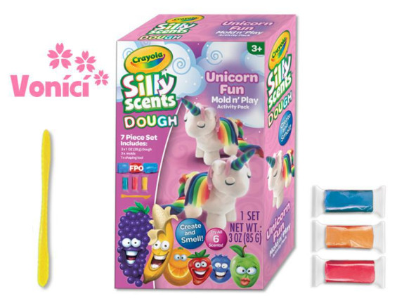 Crayola hmota tvarovací 28 g vonící 3 barvy 3 ks + sada tvarovátek jednorožec