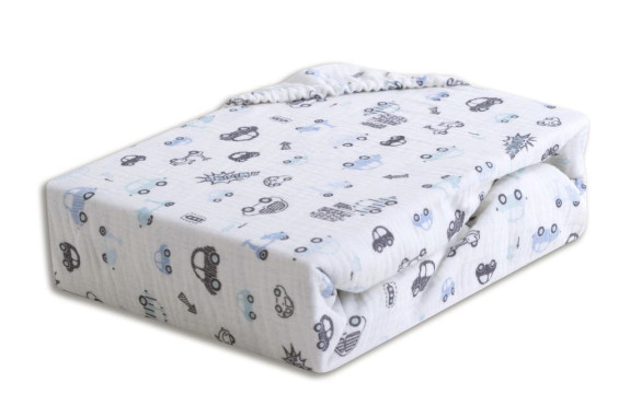 Mušelínové prostěradlo Design s gumou 60 x 120 cm BabyMatex