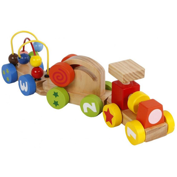 Vláček s vagónky 34cm dřevěný 2-Play 12m+
