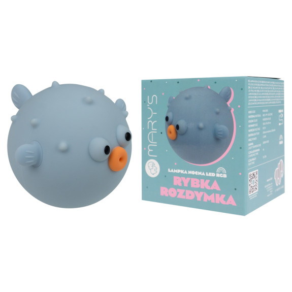 LED silikonová noční lampička dotyková Rgb Puffer Fish, modrá Mary's