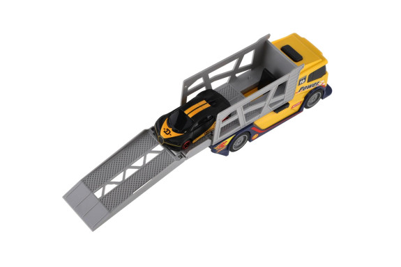 Auto kamion přepravník + plastové auto 15 cm na volný chod