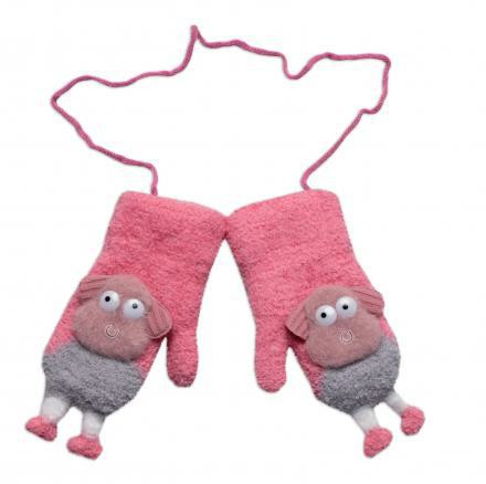 Zimní rukavičky se šňůrkou a kožíškem, Ovečka, Baby Nellys, Vel. 98/104