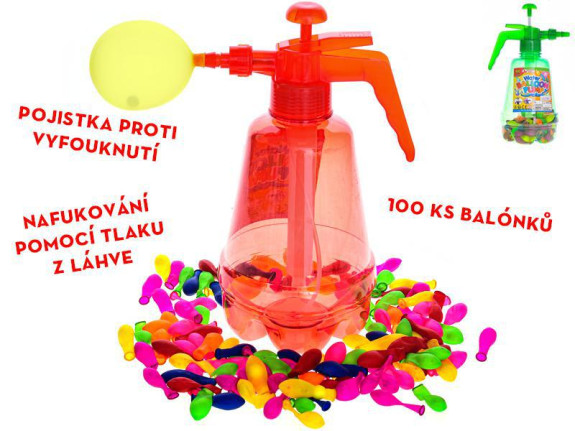 Vodní bomby s plničkou 4 barvy 100 ks v lahvi