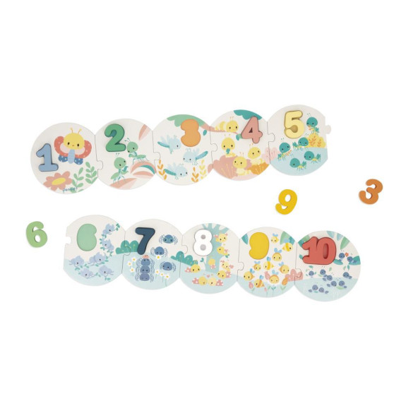 Vkládací dřevěné puzzle pro děti Čísla Pure Janod