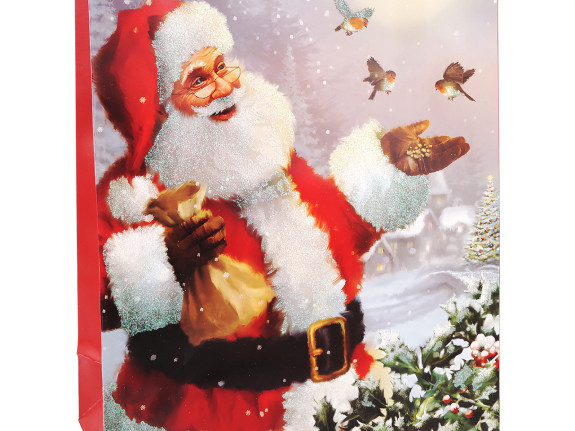 Vánoční dárková taška s glitry 32 x 26 x 10 cm Santa 8