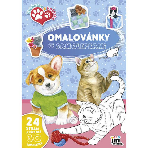 Omalovánky A4 se samolepkami Štěňátka a koťátka