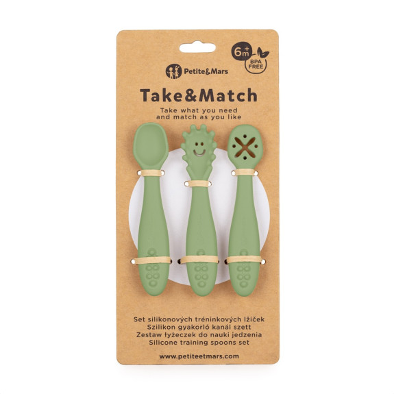 Set 3 ks silikonových tréninkových lžiček Take&Match 6 m+ Petite & Mars
