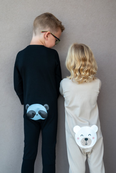 Dětský rostoucí overal Panda All Black černá Moniel