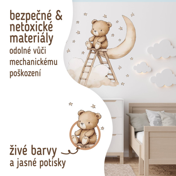 Nástěnné samolepky do dětského pokoje Teddy bear on a ladder Sipo