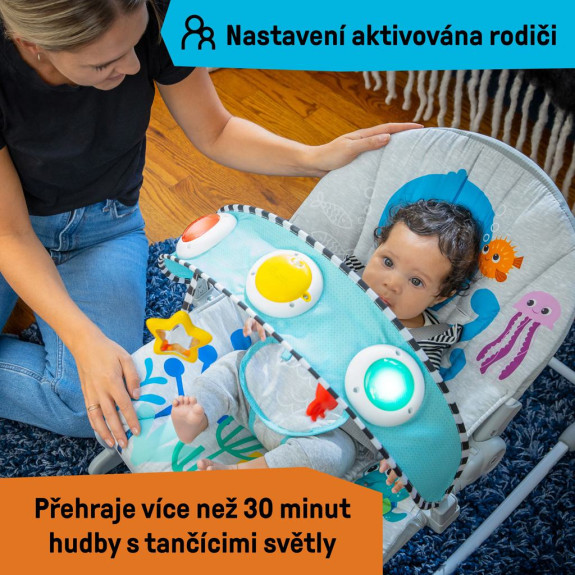 Lehátko hudební vibrační Kick to It Opus do 18 kg Baby Einstein