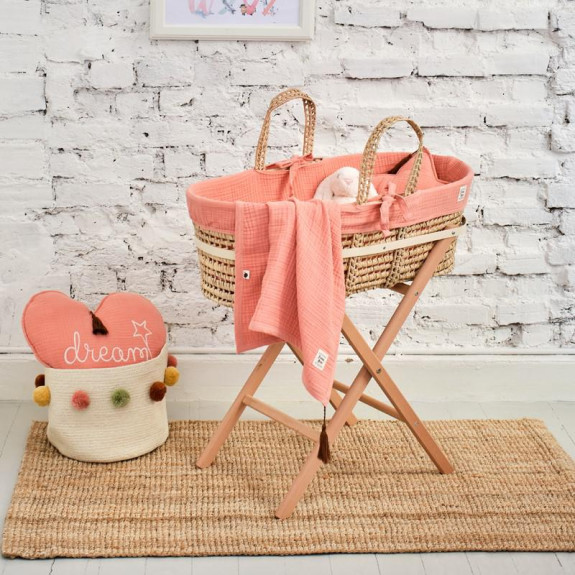 Kompletní Mojžíšův koš s výbavou Coral Pink FUNNABABY