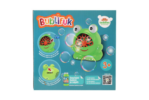Bublifuk stroj žába 11x13 cm na baterie + náplň