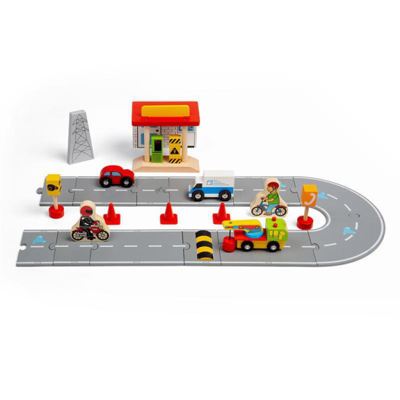 Dřevěná sada příslušenství silnice Bigjigs Rail