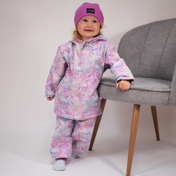 Dětská softshellová bunda Duo Jednorožec - růžová Esito