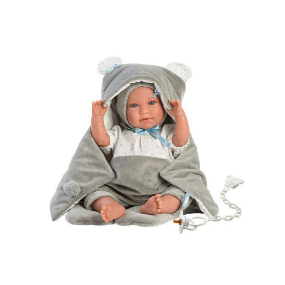 Obleček pro panenku miminko New Born velikosti 40-42 cm Llorens 2dílný šedý