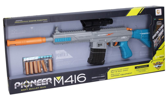 Puška Pioneer M416 s pěnovými náboji a patronami 71 cm
