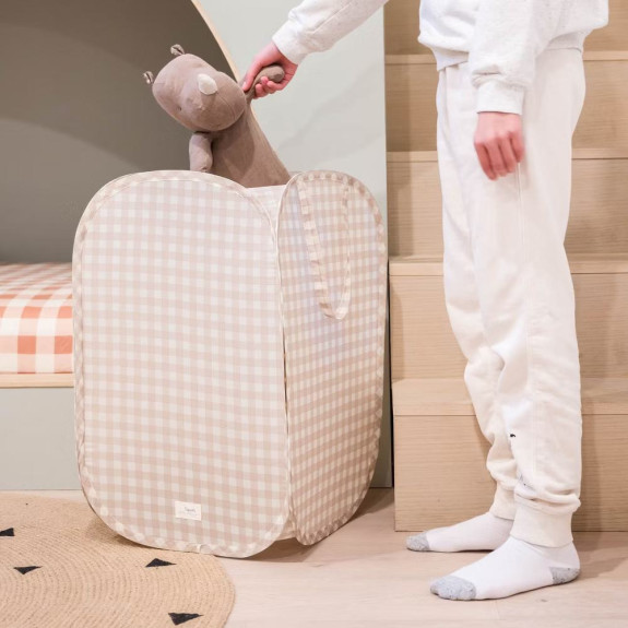 Skládací úložný koš Recycled Gingham Beige 3 SPROUTS S