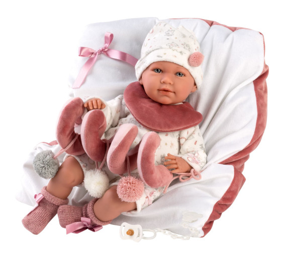 Obleček pro panenku New Born velikosti 40-42 cm a podložka se spirálou Llorens