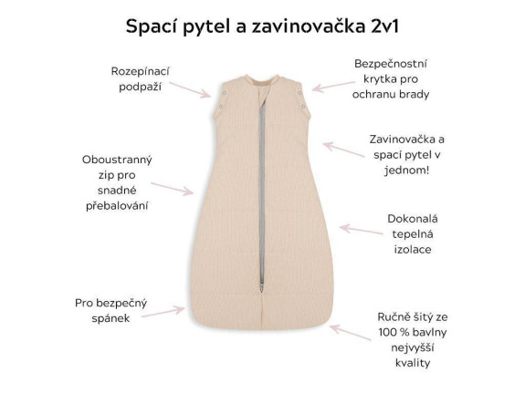 Celoroční spací pytel a zavinovačka 2v1 Sleepee