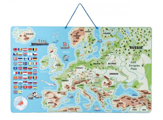 Magnetická mapa EVROPY, společenská hra 3 v 1 v AJ