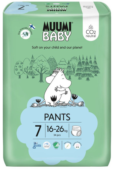 Muumi Baby Pants 7 XL 16-26 kg (34 ks), kalhotkové eko pleny