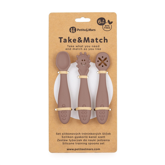 Set 3 ks silikonových tréninkových lžiček Take&Match 6 m+ Petite & Mars