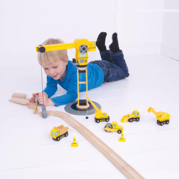 Jeřáb a stavební stroje Bigjigs Rail