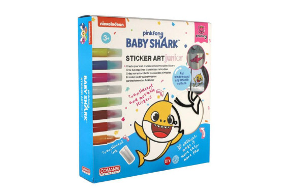 Okenní samolepky a omalovánky Baby Shark s barvami