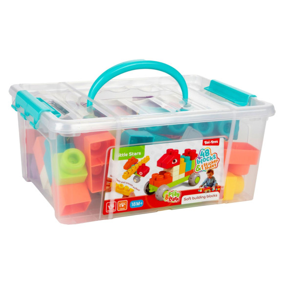 Kostky stavebnice 48 ks plastové v plastovém kufříku 26 x 12 x 19 cm