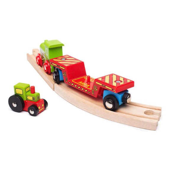 Vagon s traktorem + 2 koleje Bigjigs Rail