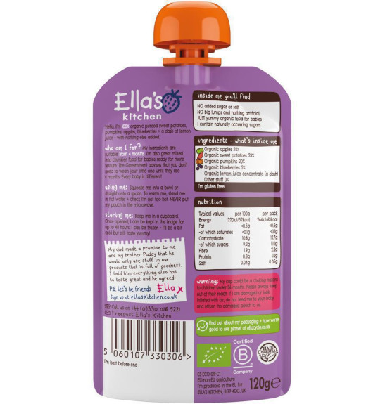 Ella's Kitchen BIO Batáty, dýně a jablko (120 g)