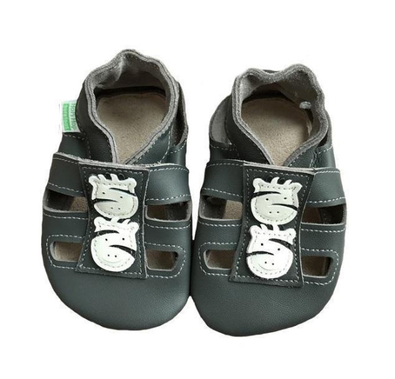 Kožené capáčky sandálky Barefoot Vel. L (12-18 měs.) Hopi Hop 