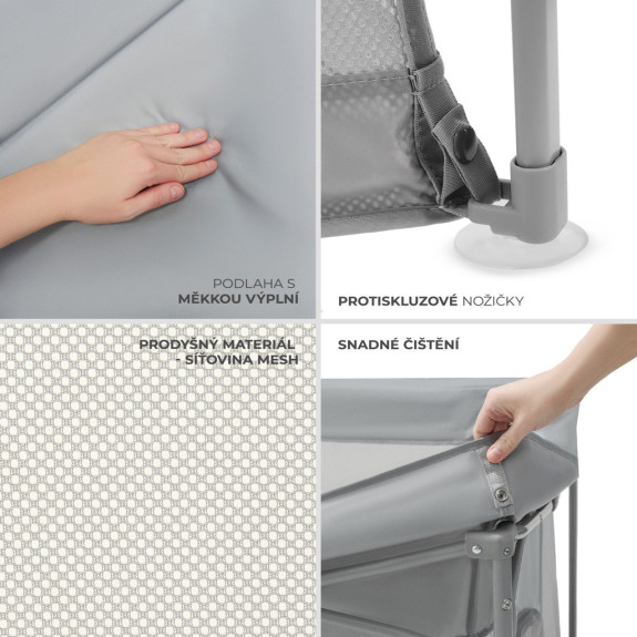 Ohrádka pro děti skládací Ziki Light Grey Kinderkraft