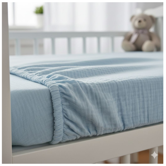 Mušelínové prostěradlo do postýlky 60x120 cm Prem