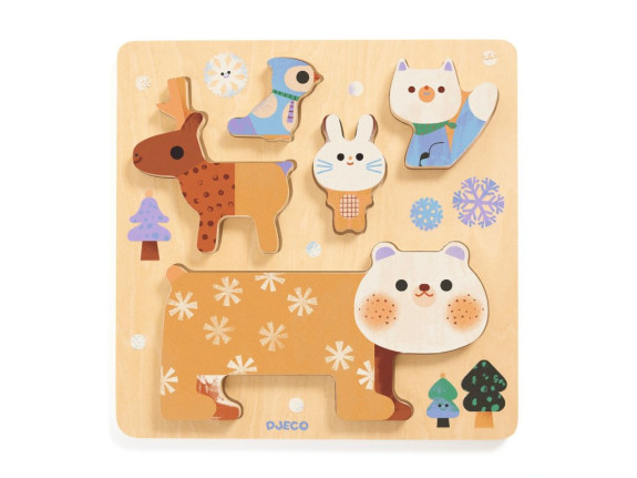 Dřevěné puzzle WoodyStack 5 ks Djeco