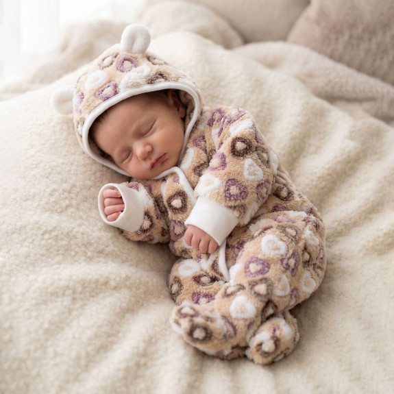 Hřejivá kombinéza s kapucí Srdíčka Baby Service