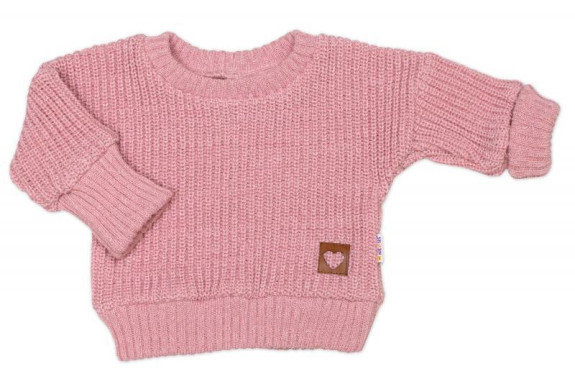 Rostoucí oversize pletený svetřík pro miminko starorůžový Baby Nellys