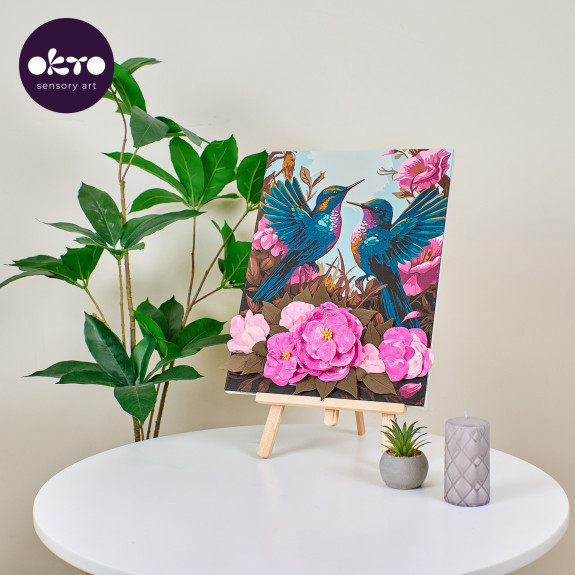 Malba a 3D modelování obraz "Hummingbirds in Love" 30 x 40 cm Okto