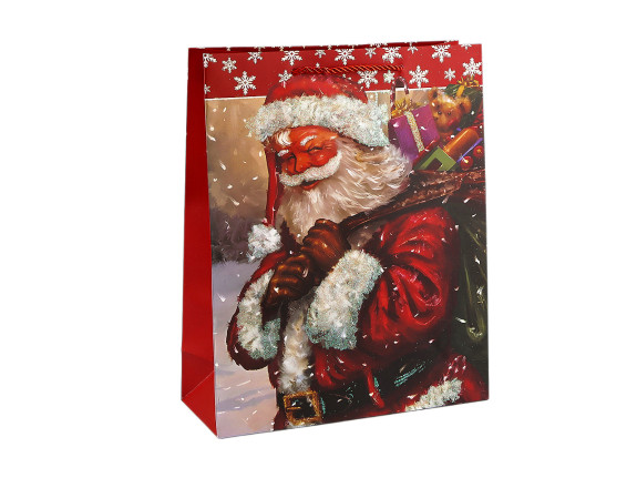 Vánoční dárková taška s glitry 32 x 26 x 10 cm Santa 8