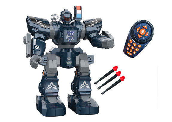 Robot Police střílející s efekty RC na dálkové ovládání 38 cm