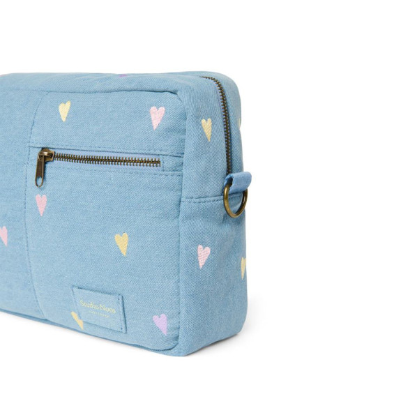 Denim Organizer na kočárek Light Blue Hearts Studio Noos