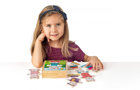 Puzzle šatní skříň Kočička, 18 dílků