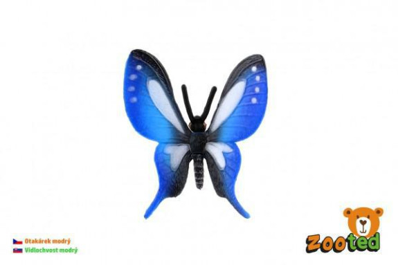 Motýl tropický Papilio/otakárek modrý zooted plast 5 cm