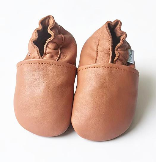 Kožené capáčky Barefoot s Anti-Slip podrážkou Vel. 12-18 měs. Hopi Go