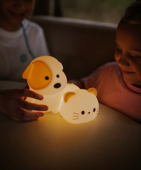 LED silikonová noční lampička Rgb se zvukem - kočička Mary's