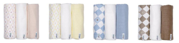 Swaddler Solid Matcha 3 balení 70 x 70 cm Lodger