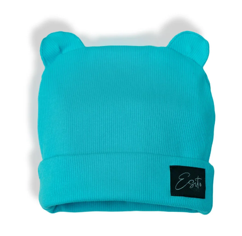 Zimní žebrovaná čepice s oušky Color Turquoise tyrkysová Esito