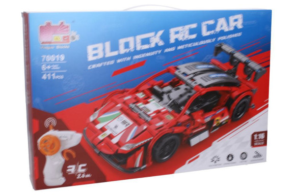 Stavebnice Auto červené RC na dálkové ovládání 26 cm