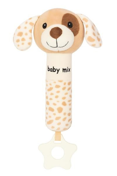 Dětská pískací plyšová hračka Baby Mix pes hnědý
