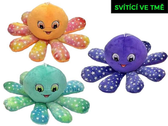 Chobotnička plyšová 15 cm svítící ve tmě